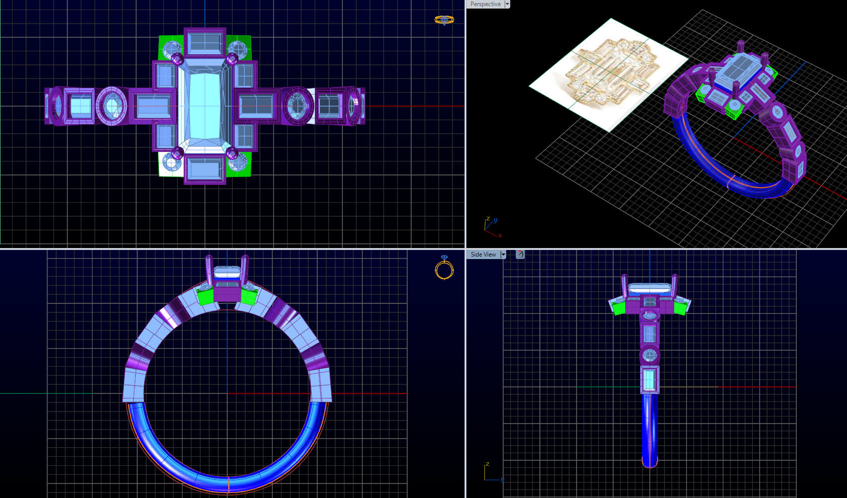 A 3D Rendering of the Custom Art Deco Ring