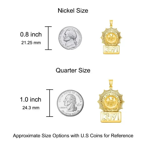 Personalized Police Detective Badge Charm Pendant with Number