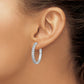 14 Karat White Gold 1.96ct Diamond Milgrain 30mm Hinged Hoop Earrings