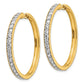 14 Karat Yellow Gold 2ct Diamond Milgrain Hinged 35mm Hinged Hoop Earrings