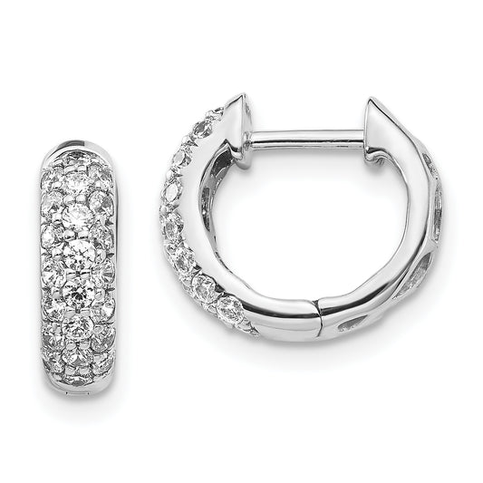 10k White Gold Diamond Hinged Hoop Earrings