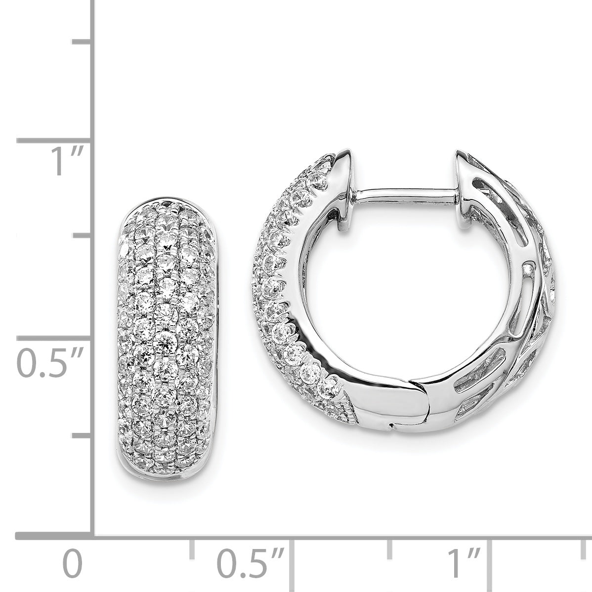 14 Karat White Gold 1.926ct Diamond 19mm Hinged Hoop Earrings