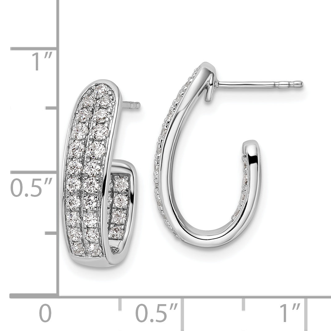 14K White Gold Lab Grown Diamond VS/SI GH, In and Out J-Hoop Earring