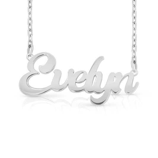 Sterling Silver "Evelyn" Style Nameplate