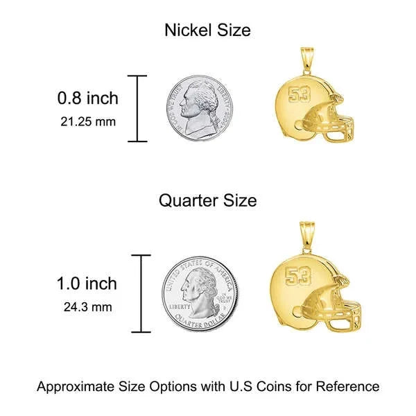 Sterling Silver Personalized Football Helmet Charm Pendant with Number