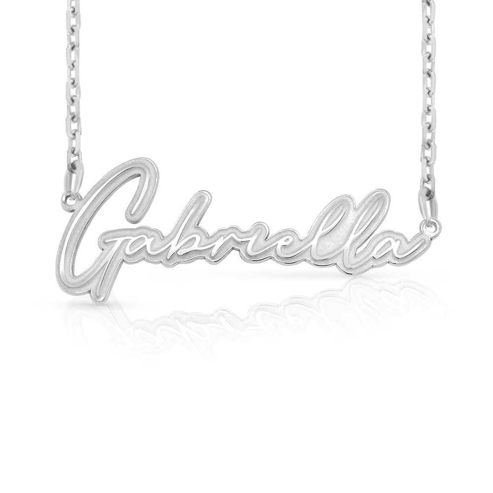Sterling Silver Thin Script Name Necklace | AJ's Jewelry Queens NY