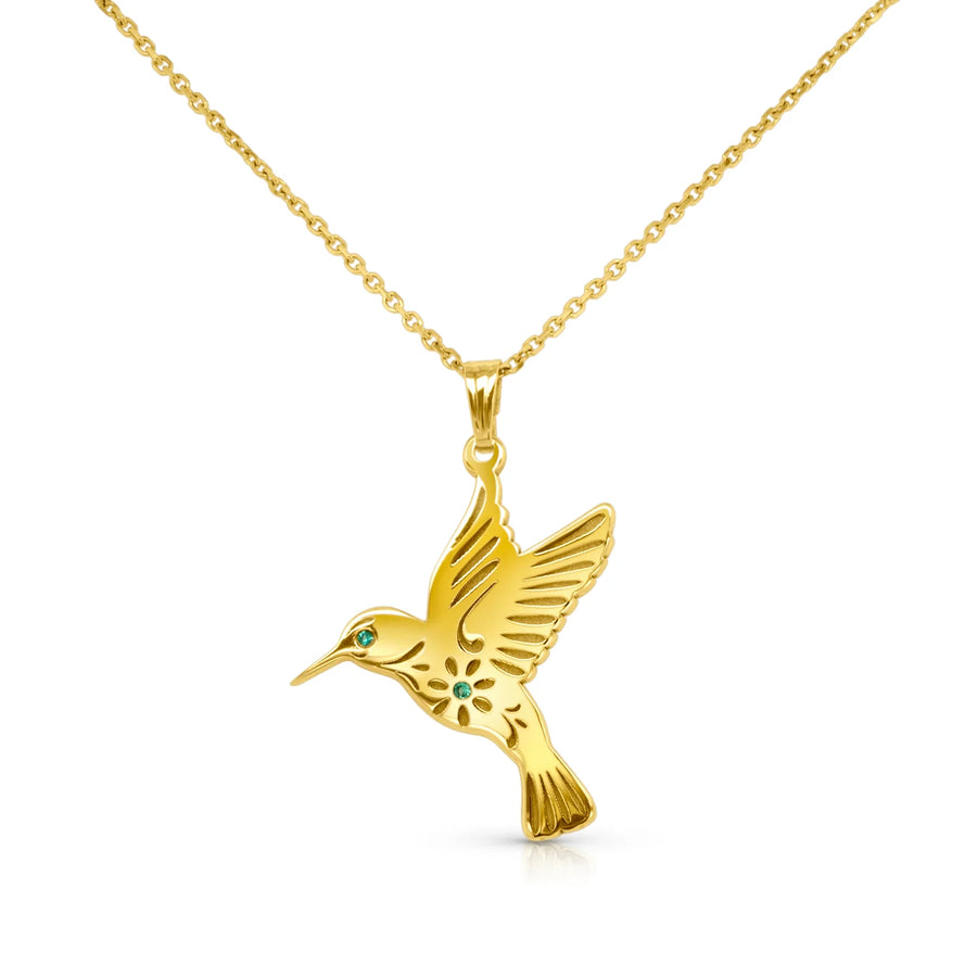 Hummingbird Pendant, 14K Yellow Gold