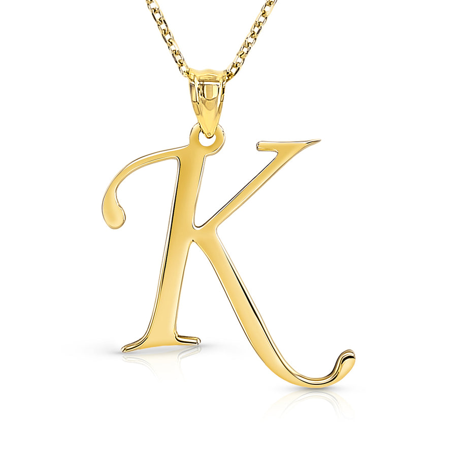Initial K Pendant, 14K Yellow Gold