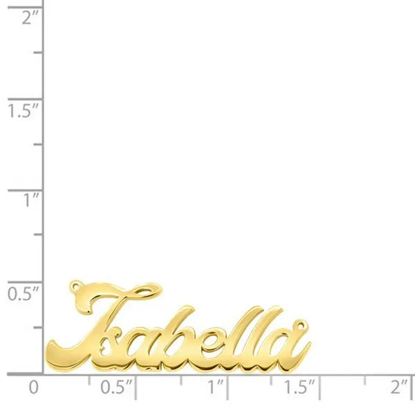 14 Karat Isabella Name Necklace pendant with size reference