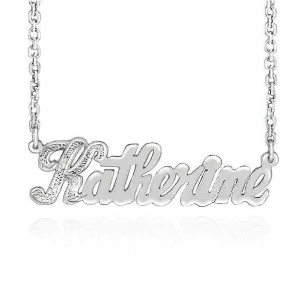 Sterling Silver Bold Script Name Necklace | AJ's Jewelry Queens NY