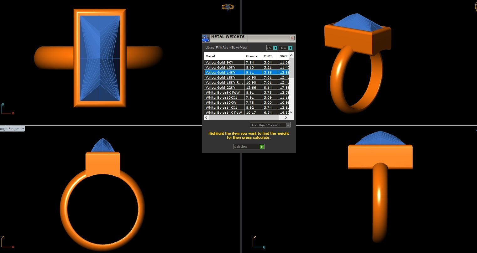 An image showing the digital design of the Custom 14 Karat Yellow Gold Labradorite Solitaire Ring