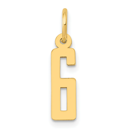 14k Small Elongated Number 6 Charm