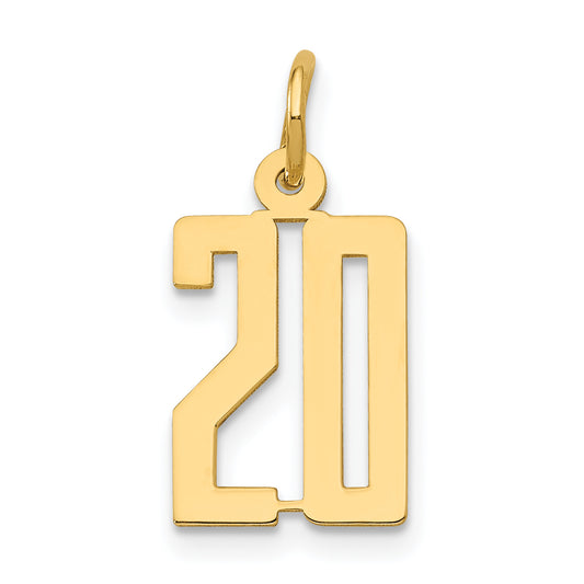 14k Small Elongated Number 20 Charm