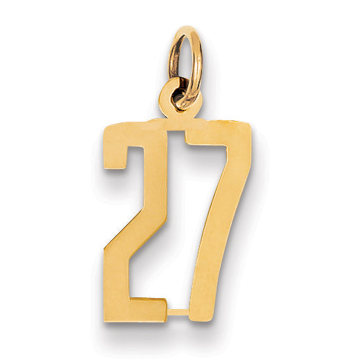 14k Small Elongated Number 27 Charm