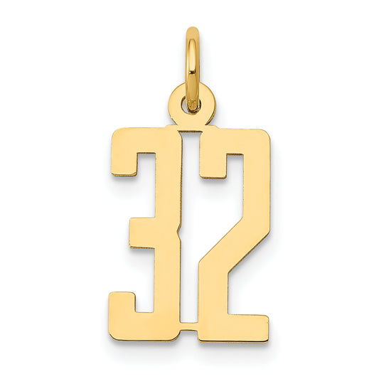 14k Small Elongated Number 32 Charm