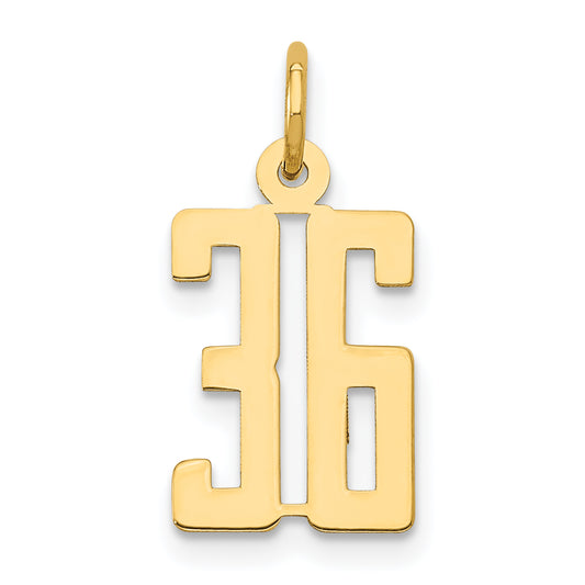 14k Small Elongated Number 36 Charm