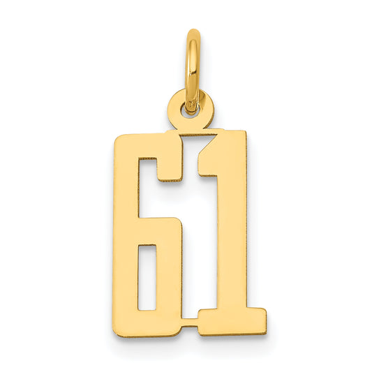 14k Small Elongated Number 61 Charm