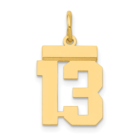 14k Small Polished Number 13 Charm