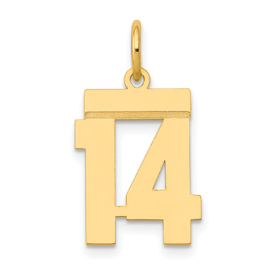 14k Small Polished Number 14 Charm