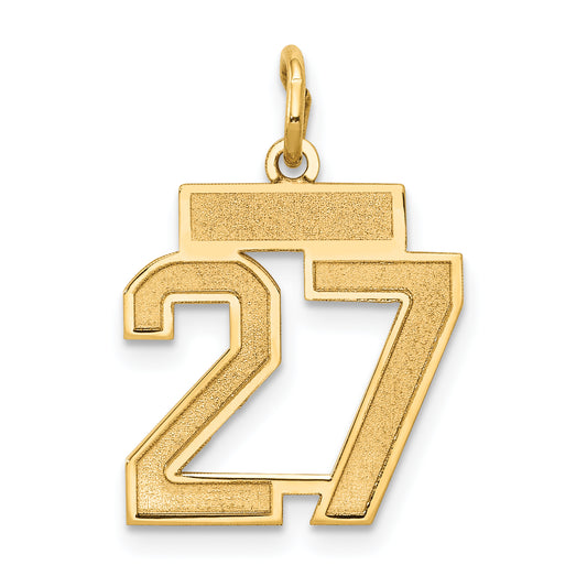 14k Small Satin Number 27 Charm