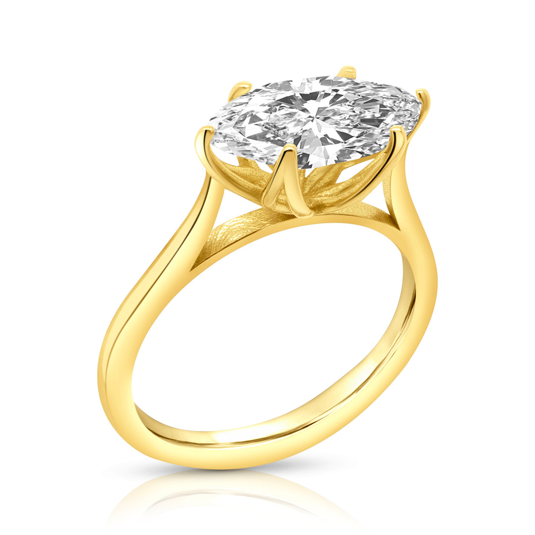 An image showing an angled view of the Diamond Marquise Floral Engagement Ring