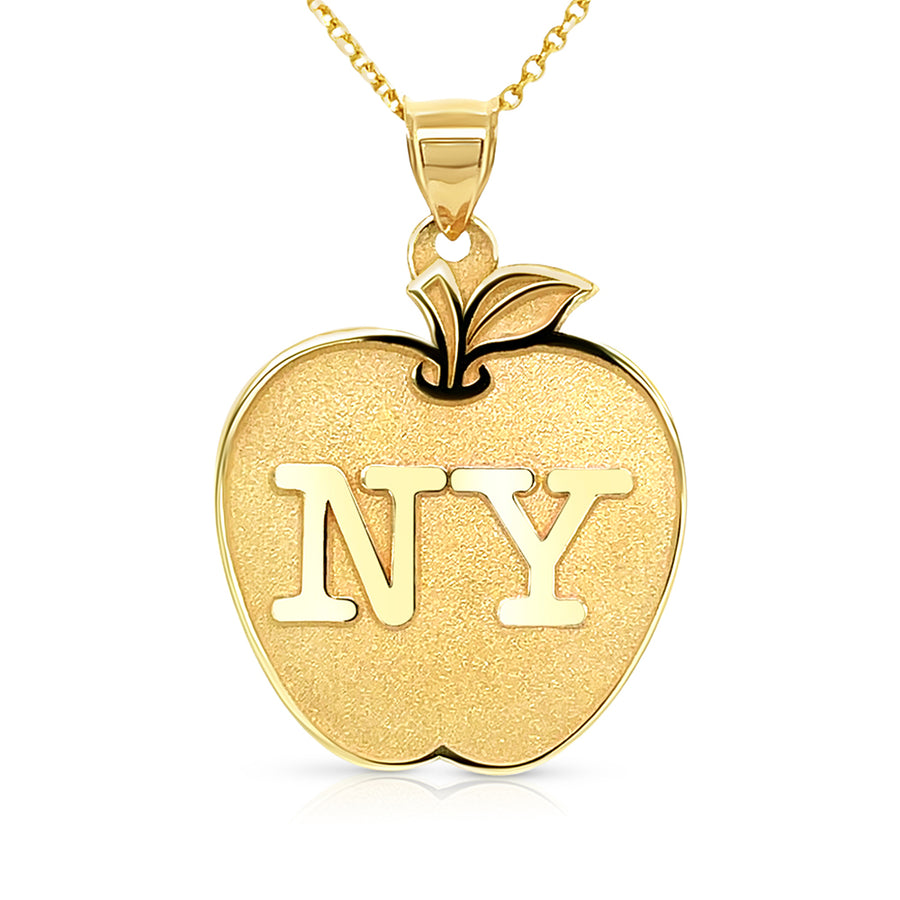 New York Apple Pendant, 14K Yellow Gold