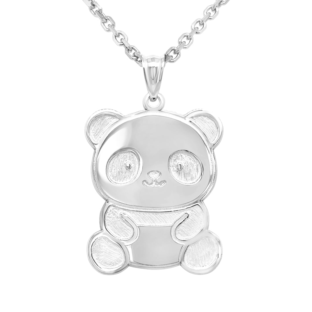 An image showing the final product of the Custom Sterling Silver Panda Bear Pendant
