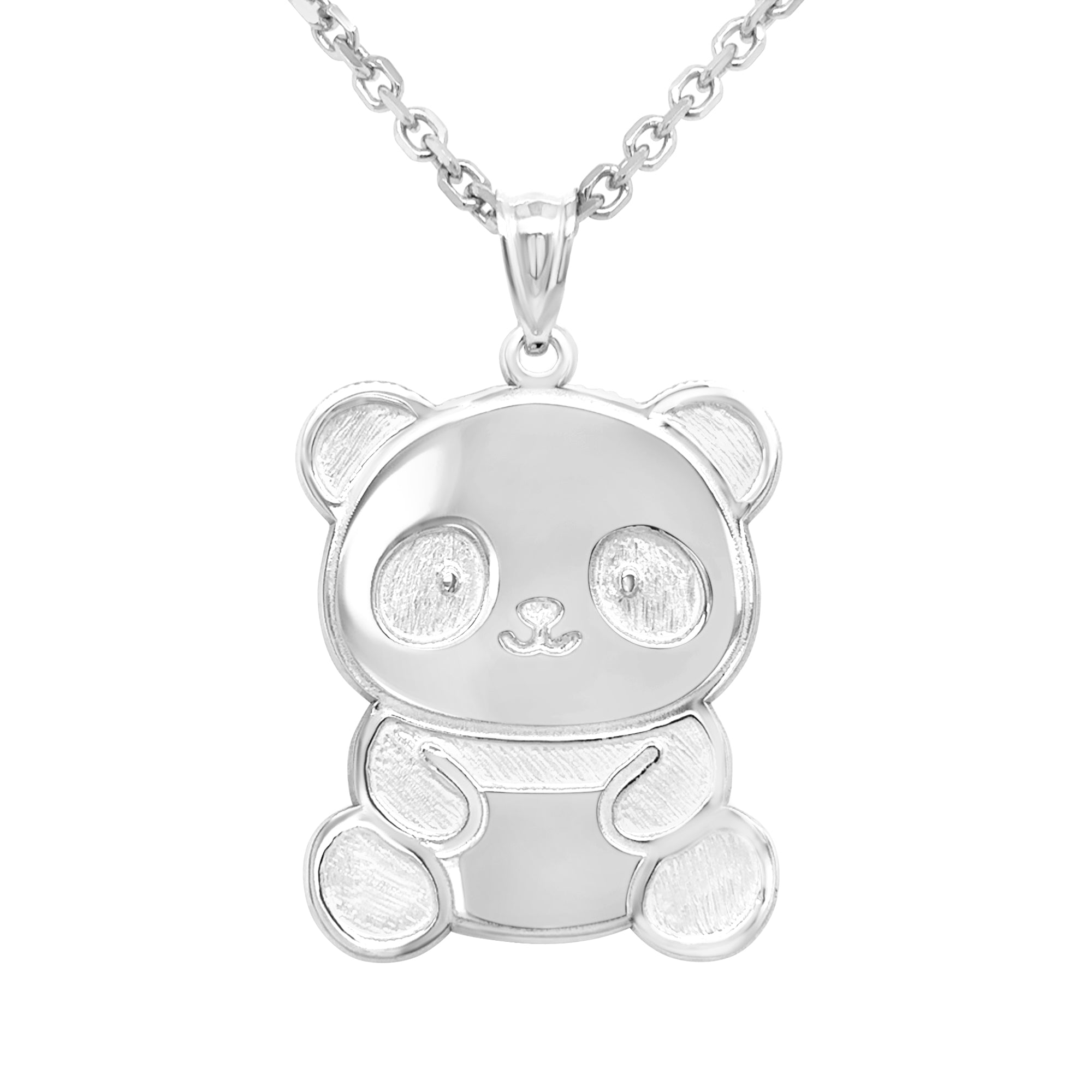 An image showing the final product of the Custom Sterling Silver Panda Bear Pendant