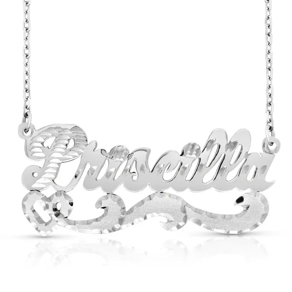 Sterling Silver Diamond Cut Name Necklace