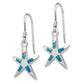 Sterling Silver Rhod-pltd Creat Blue Opal Inlay Starfish Dangle Earrings