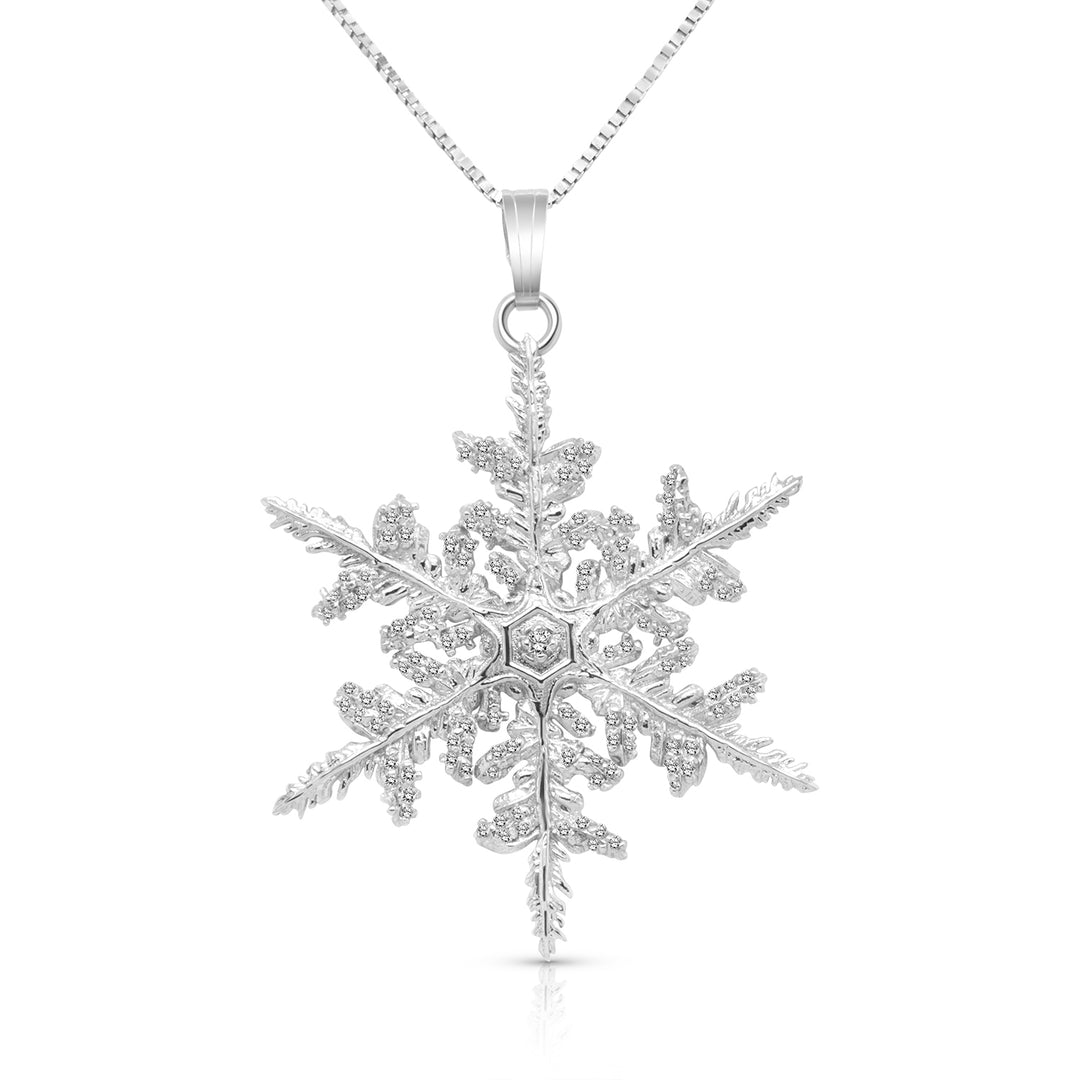 An image showing the final product of the 14 Karat Diamond Snowflake Pendant
