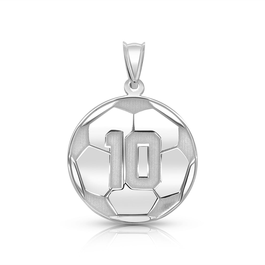 A image of a sample of the Personalized Soccer Ball Charm Pendant in White Gold