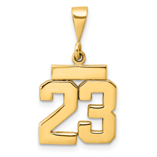 14k Small Polished Number 23 Charm