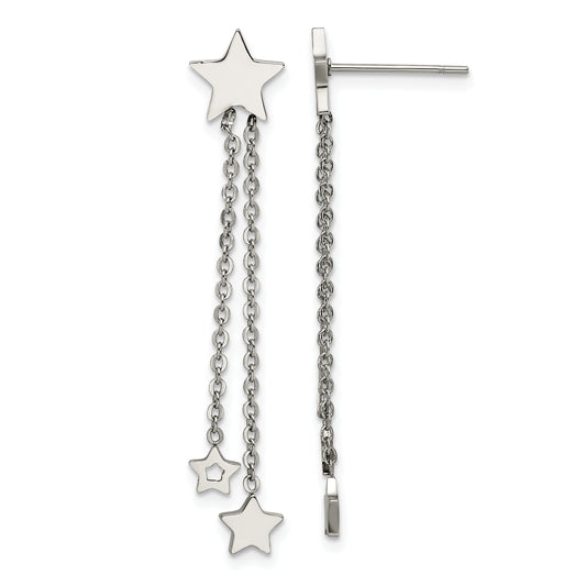 Chisel Stainless Steel Polished Stars Post Dangle Earrings