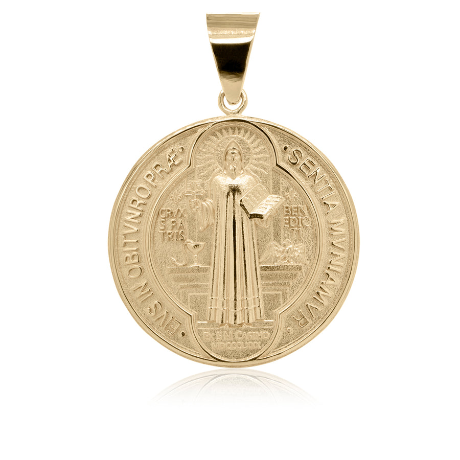 Saint Benedict Medal Pendant, 14K Yellow Gold