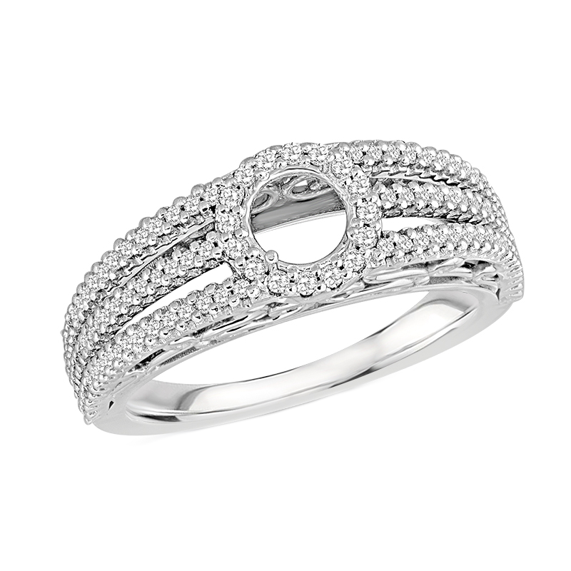 White gold  diamond ring on a white background
