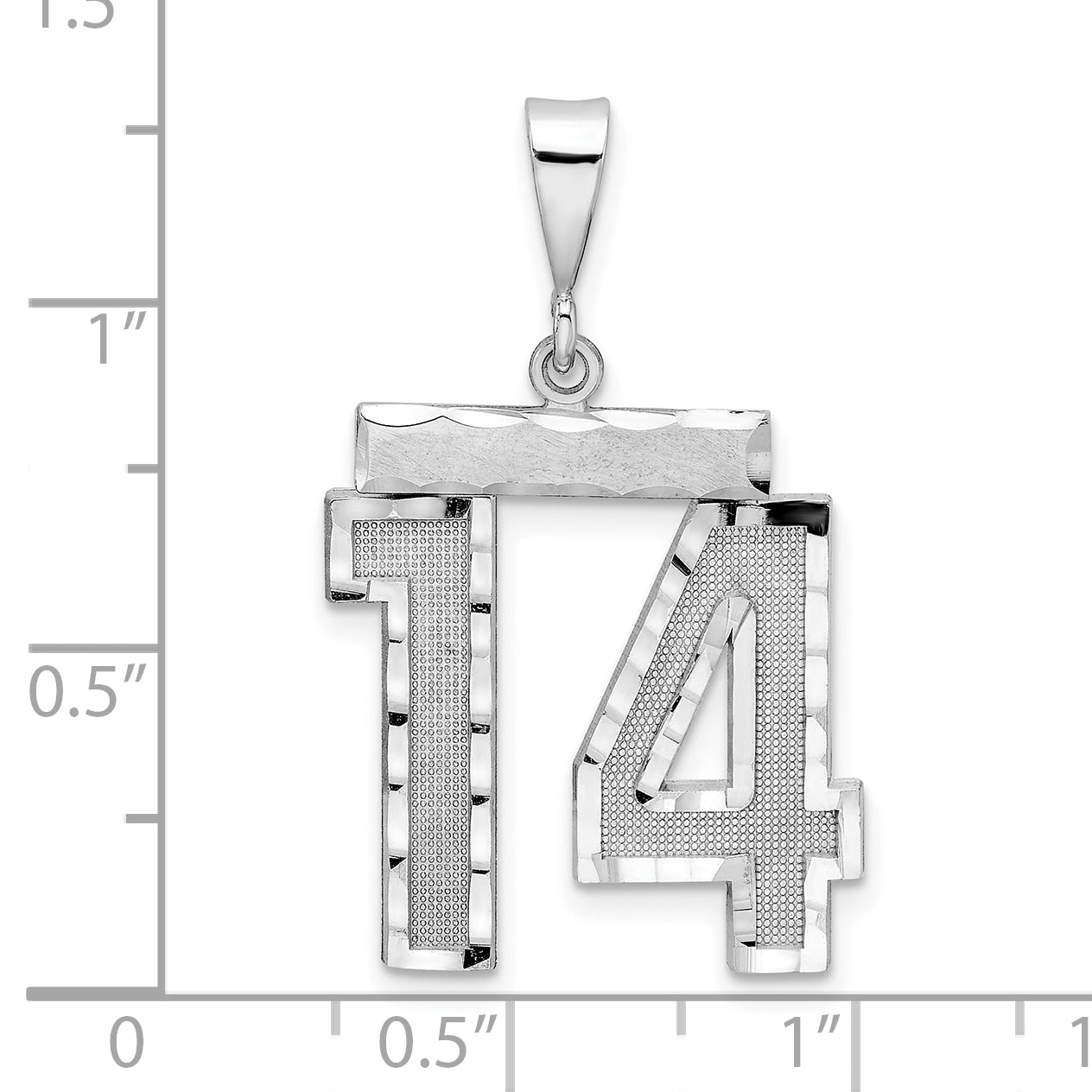 14kw Large Brushed Diamond-cut Number 14 Charm