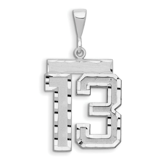 14kw Small Brushed Diamond-cut Number 13 Charm
