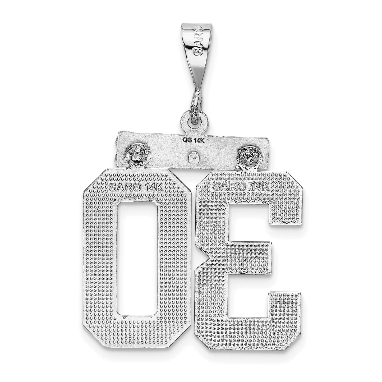 14kw Small Brushed Diamond-cut Number 30 Charm