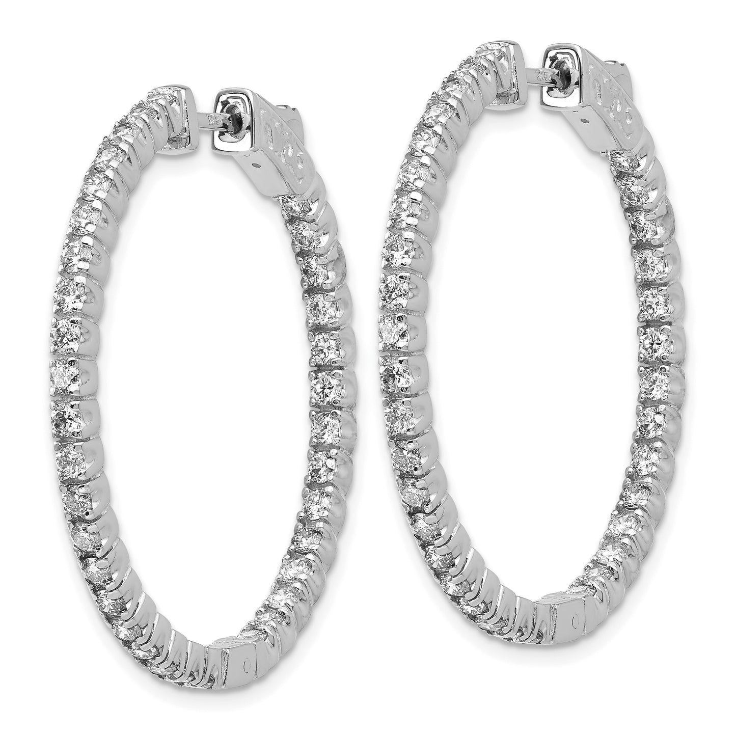 True Origin White Gold 2 carat Lab Grown Diamond VS/SI D E F Safety Clasp In and Out Hoop Earrings