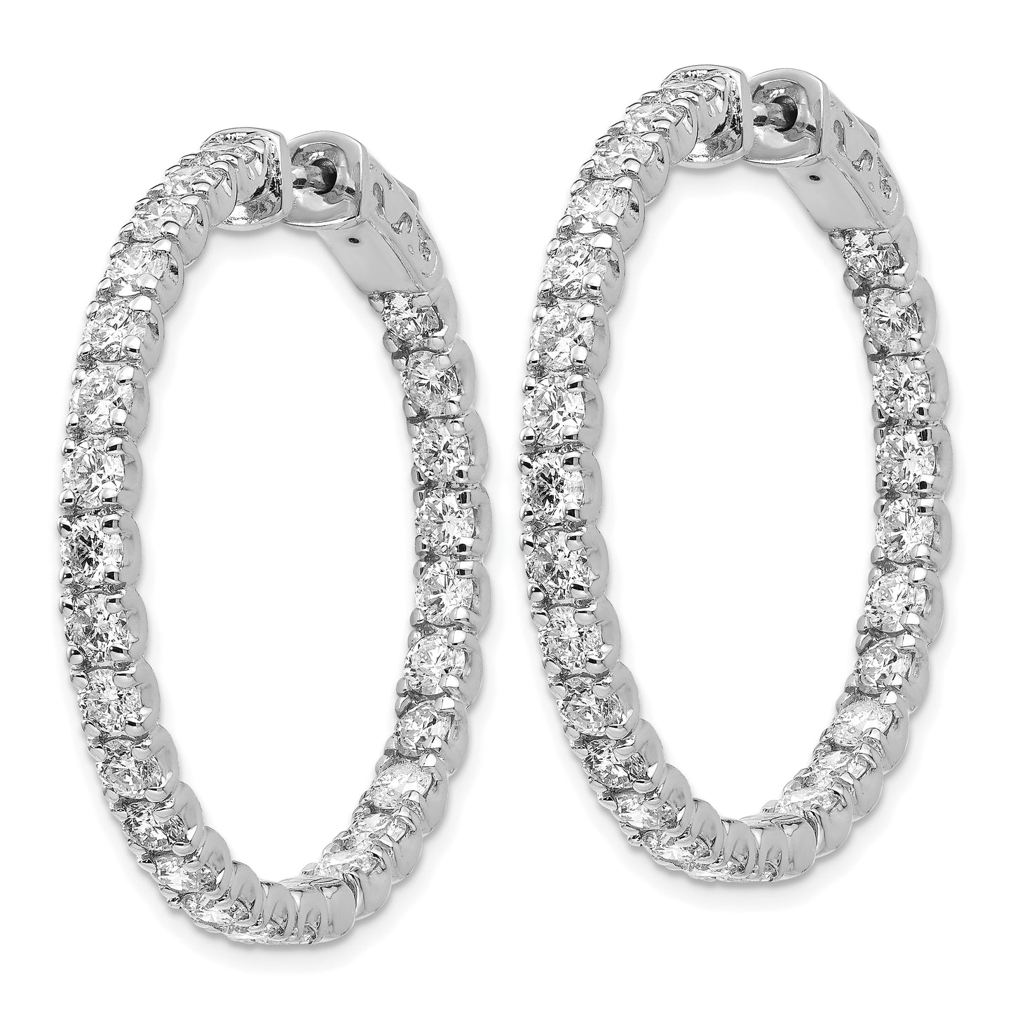 True Origin White Gold 4 7/8 carat Lab Grown Diamond VS/SI D E F Safety Clasp In and Out Hoop Earrings
