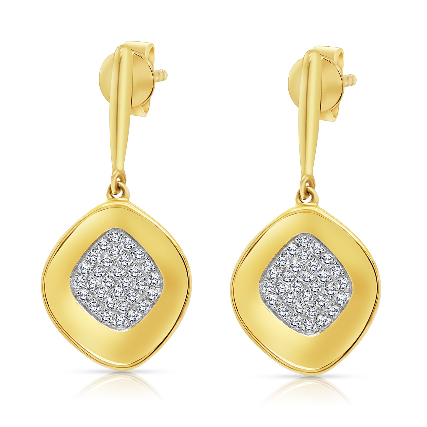 14 Karat Yellow Gold Diamond Drop Earrings