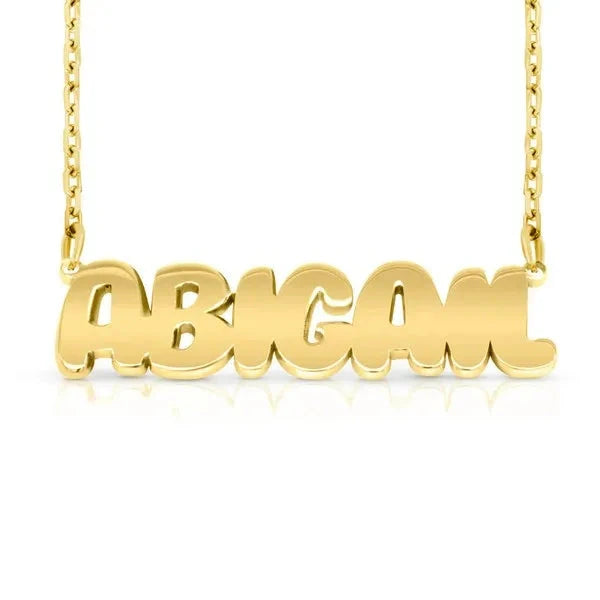 14 Karat Bubble Letter Name Necklace
