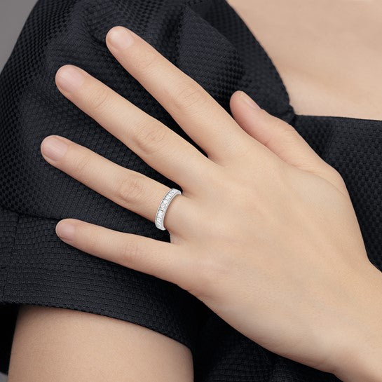 Sterling Silver Channel Set Cubic Zirconia Ring - Size 7