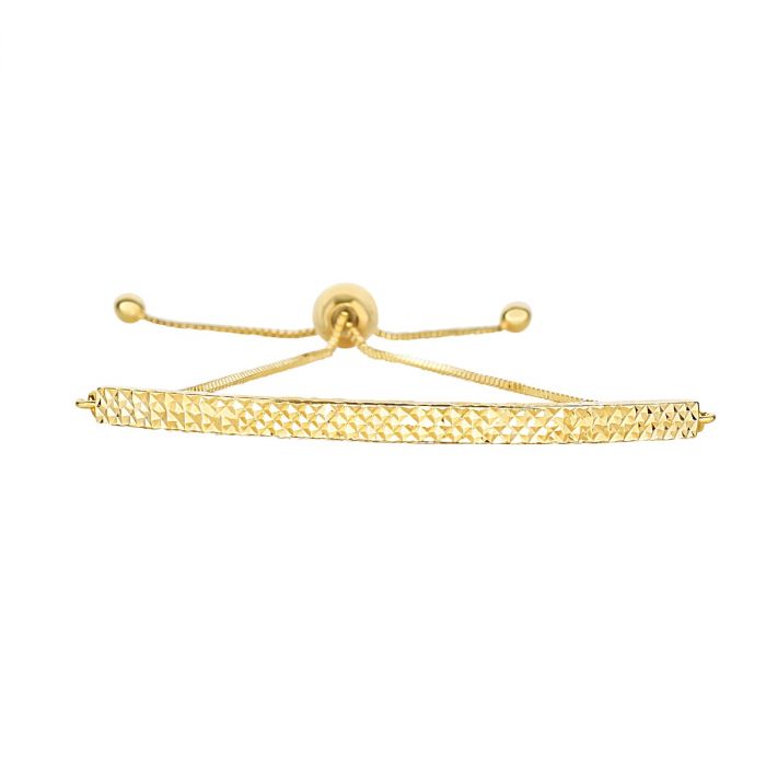 Ladies 14 Karat Yellow Gold Diamond Cut Bar 9.25 inch Bolo Bracelet
