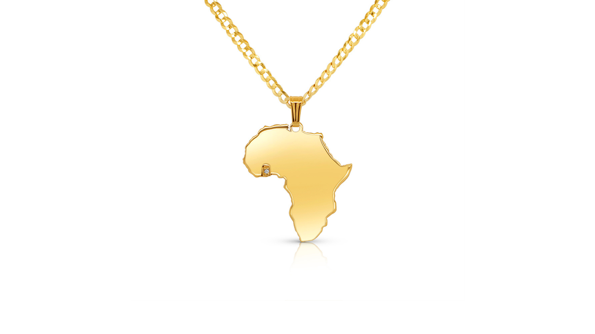A image of the 14 Karat Custom Africa Continent Pendant in its finished state