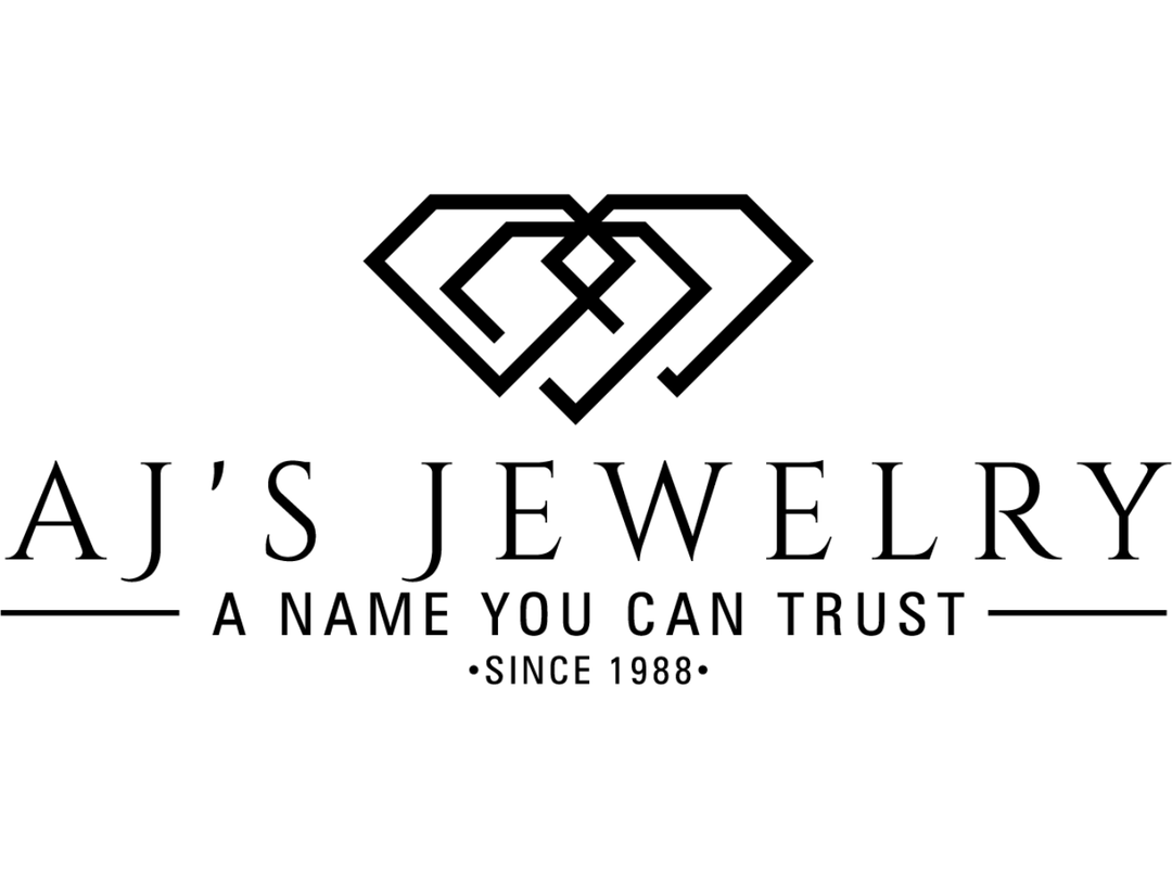 A image showing the AJ's Jewelry SInce 1988 logo on a white background