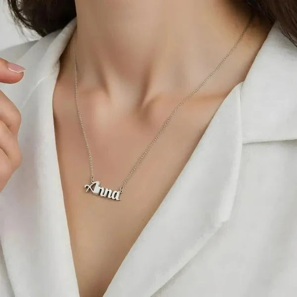 Sterling Silver Small Bold Print Name Necklace