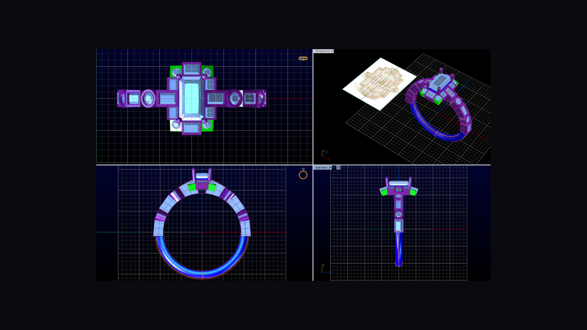 A 3D Rendering of the Custom Art Deco Ring