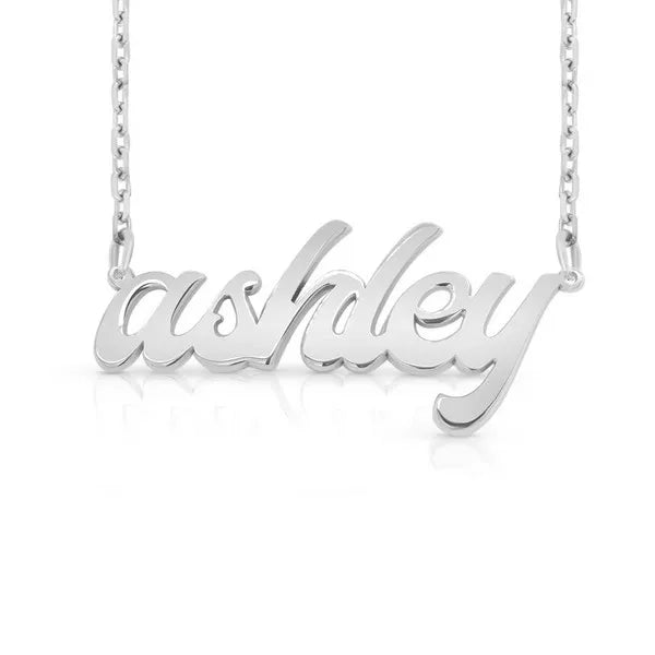 Personalized 14 Karat white gold nameplate necklace
